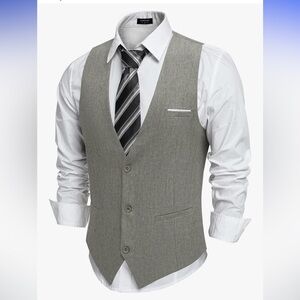 NWT Men's Coofandy Classic Gray Vest XL